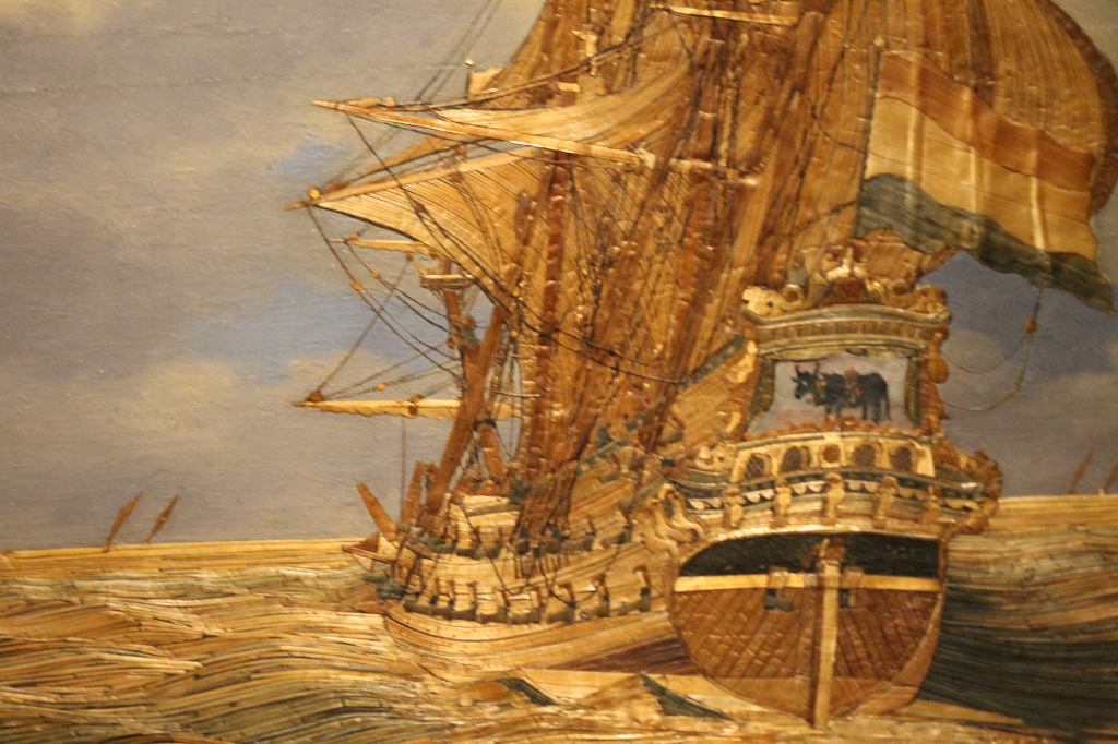 Hendrick Pronck: Strawpainting of the ship *The Bull* (1675-1700)  Straw Naval Ship